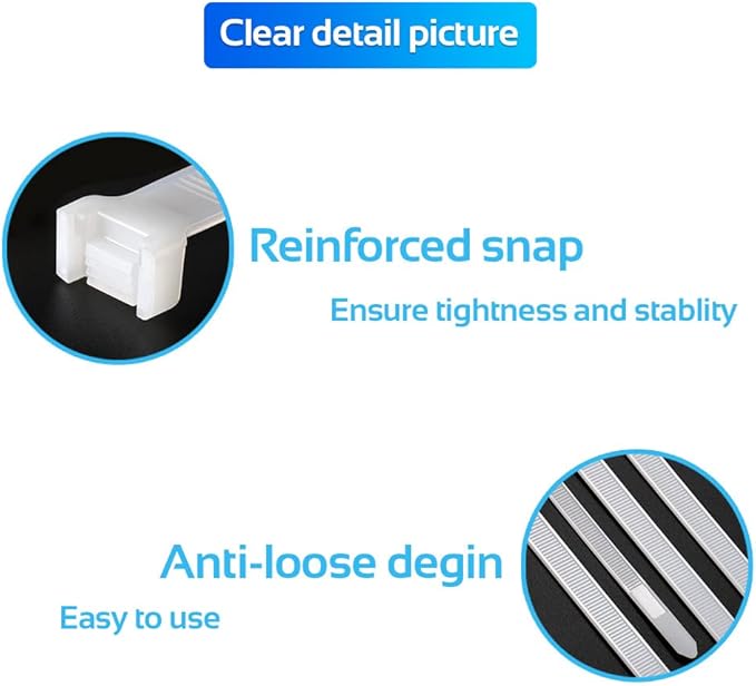 1000pcs 10Inch Nylon Zip Ties, 50 Pounds Tensile Strength, Industrial Grade, White Cable Tie, UV Resistant,Heavy Duty,for Home,Garden Trellis,Office,Garage and Workshop