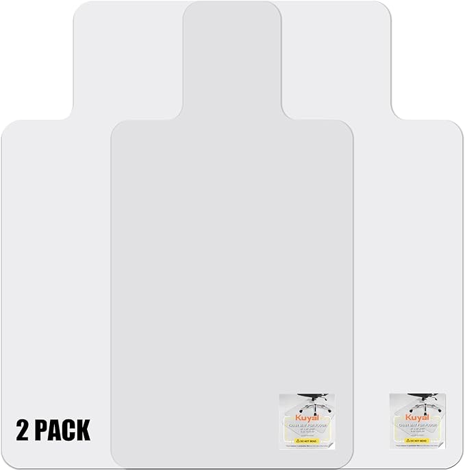 Kuyal 2 Pack 1/5" Thick Office Chair Mat, 36" x48" with Lip Heavy Duty Hard Computer Chair Mat, Under Desk Protector Carpeted Floors Mats, Can be Used on Carpet or Hard Floor, Ship Flat