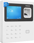 ANVIZ Time Clocks for Employees Small Business - Forever Free Cloud Software - CX2 Fingerprint Biometric Clock in and Out Attendance Machine, White