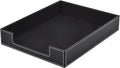 Leather Letter Tray, Office Supplies Desk Organizer for Mail Paper Files Magazines Jewelry Cosmetics,Luxury Letter Holder&Multipurpos Stackable Office Desktop Storage Box,Black