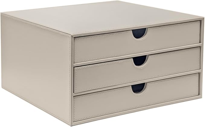 UnionBasic Document Organizer, 3-Drawer File Cabinet Document Storage Box, Office Desktop Filing Organizer, Feather Gray