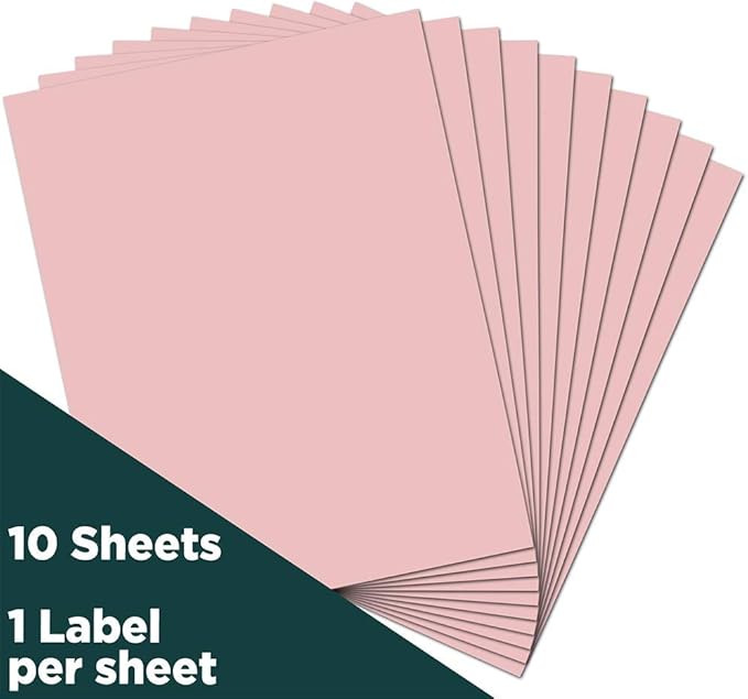 JAM PAPER Full Sheet Shipping Labels - Printable Sticker Paper - 8 1/2 x 11 - Baby Pink Pastel - 10 Full Pages/Pack