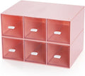 Desktop Drawers, Desk Organizer with 6 Drawers, Stackable Plastic Storage Box for Home Collection, Cosmetics, Office Supplies (2 Tall Layers, Pink)