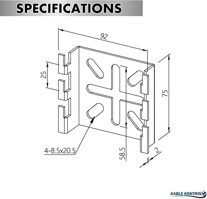 Kable Kontrol Stainless Steel Spider Bracket – Wall Support Brackets - Wire Mesh Tray Cable Management Rack Cable Basket, NEC Approved for Network, Fiber Optic, Cabling Accessory