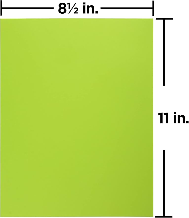 JAM PAPER Colored 24lb Paper - 90 gsm - 8.5 x 11 - Ultra Lime Green - 100 Sheets/Pack