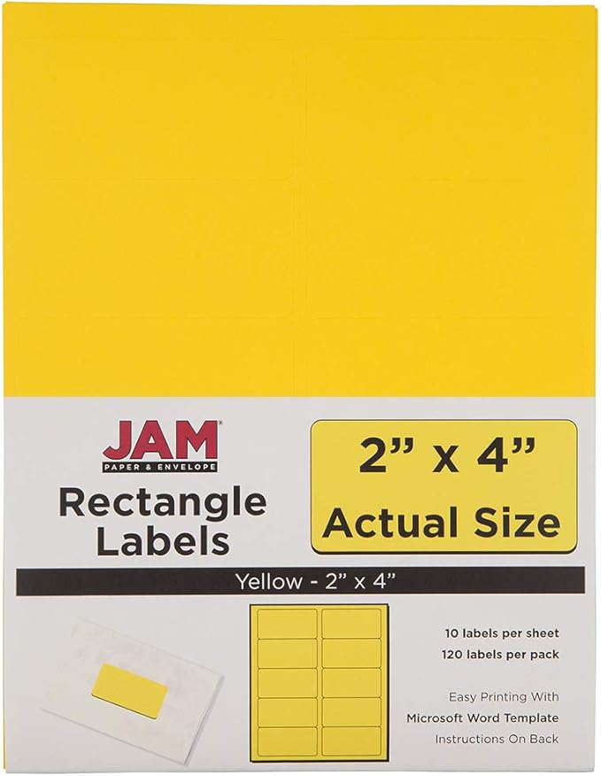 JAM PAPER Shipping Address Labels - Standard Mailing - 2 x 4 - Yellow - 120/Pack