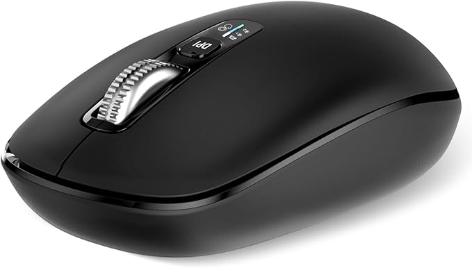 Wireless Bluetooth Silent Mouse for Laptop Mac, Multi-Device One-Click Switch, 4-Way High-Speed Metal Rollers, Adjustable DPI, Full-Size Ergonomic for Computer, iPad, Tablet, MacBook