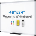 VIZ-PRO Magnetic Whiteboard/Dry Erase Board, 48 X 24 Inches, Includes 1 Eraser & 2 Markers & 4 Magnets