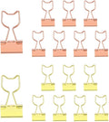 OWLFAVO 16pcs Cat Binder Clips with Clear Box, Rose Gold and Yellow Gold, Funny Cute Paper Clamps Paperclips Bookmarks Planner Binders for Fun Office Supplies School Gifts Wedding Decoration