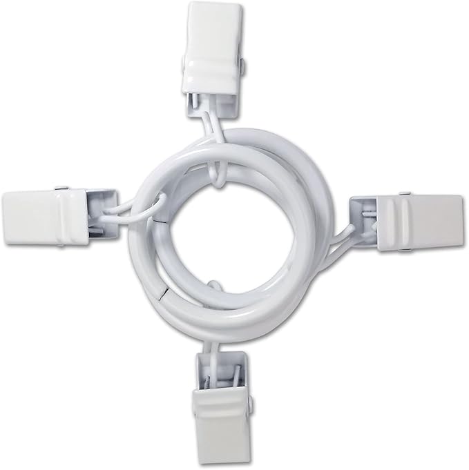 LLPJS 100 Pack Curtain Rings with Clips, Curtain Clip Rings Hooks, Bow Hanger Clips for Hanging Drapery Drapes Bows, Ring 1 inch Interior Diameter, Fits up to 5/8" Rod, White
