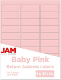 JAM PAPER Return Address Labels - Standard Mailing - 1 x 2 5/8 - Baby Pink Pastel - 120 Shipping Labels/Pack