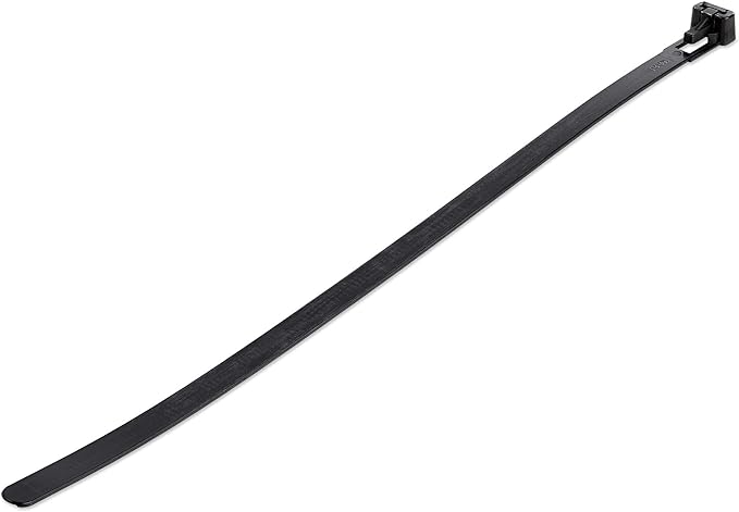 StarTech.com 10"(25cm) Reusable Cable Ties - 1/4"(7mm) Wide, 2-1/2"(65mm) Bundle Dia. 50lb(22kg) Tensile Strength, Releasable Nylon Ties, Indoor/Outdoor, 94V-2/UL Listed, 100 Pack - Black, TAA
