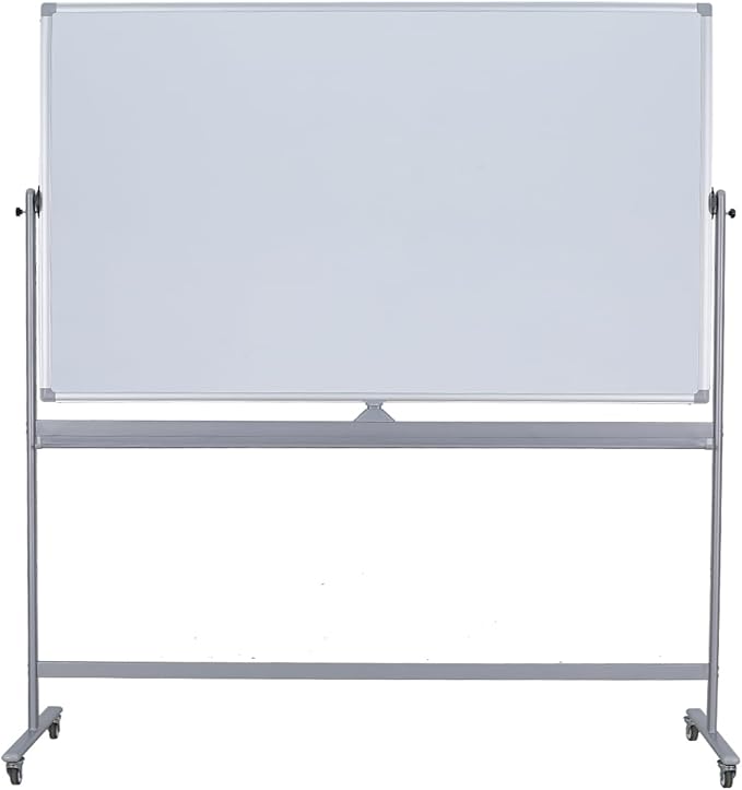 Double-Sided 72" x 48" Mobile Whiteboard, Extra Large Rolling Magnetic Dry Erase Board with Stand, Height Adjustable White Board Easel for Office, Classroom & Home