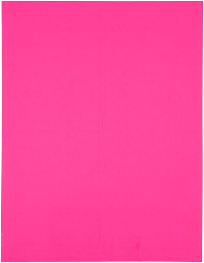 JAM PAPER Shipping Address Labels - 4 x 5 - Quarter Page/Extra Large - Neon Pink - 120/Pack