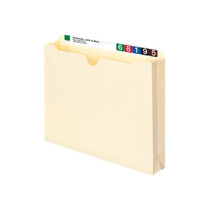 Smead File Jackets Letter Size for File Folders, Reinforced Straight-Cut Tab, 2" Expansion, Letter Size, Manila, 50 Per Box (75560)