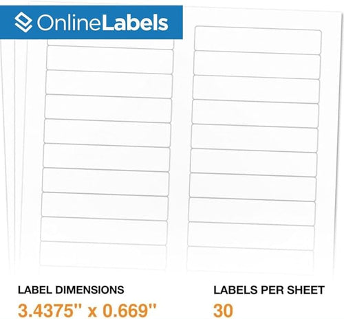 3.434 x 0.667 File Folder Labels - Pack of 3,000 Labels, 100 Sheets - Inkjet/Laser Printer - Online Labels