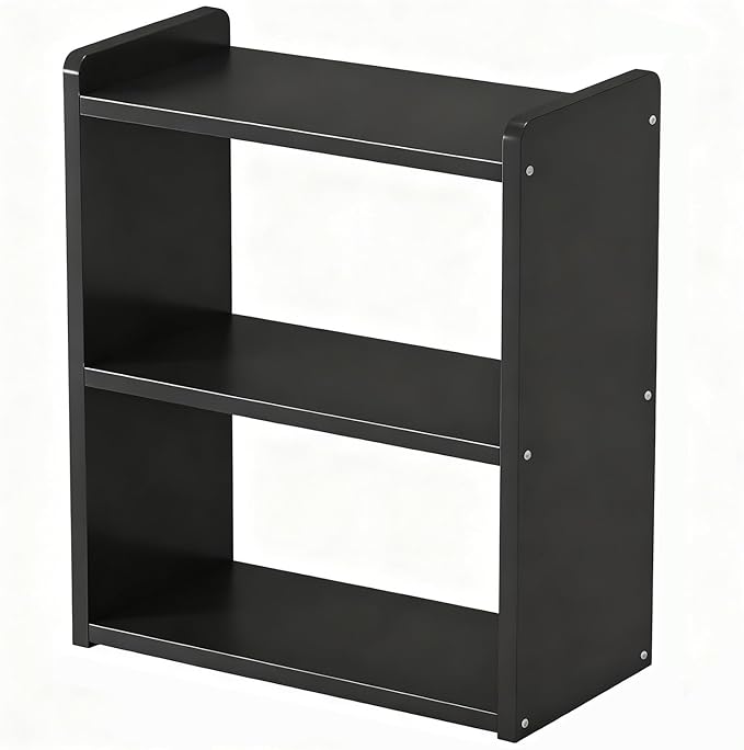 Desktop Storage Rack, Wooden Printer Stand with Compact Under Desk Shelf for Home Office Organization(Black,17.7 * 9.4 * 23.6in)