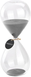 SWISSELITE Hourglass Sand Timers, Hourglass Sand Clock Inspired Glass for Home, Desk, Office Decor (8Inch-30Mins Gray)