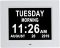 8 Alarms Digital Clock, Extra Large Display Wall Digital Day Calendar Clock with Non-Abbreviated Day & Month Alarm Clocks for Seniors Impaired Vision Dementia Elderly Alzheimer