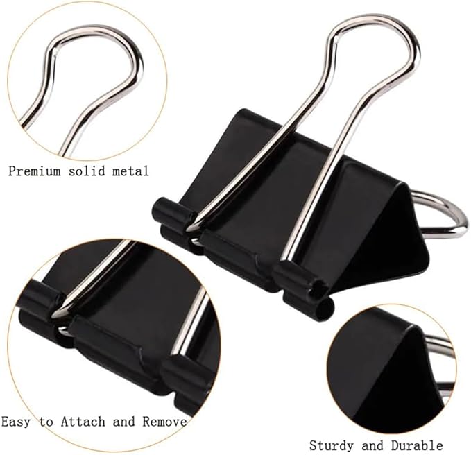 THREEBEGETSALL Extra Large Binder Clips 2.4 inch Super Big Binder Clips 6 Pack Big Metal Paper Clamps Black (2.4 Inch)