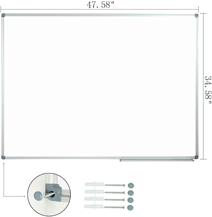 JILoffice Magnetic Dry Erase Board/Whiteboard, White Board 48 x 36 Inch, Silver Aluminum Frame Wall Mounted Board for Office Home and School