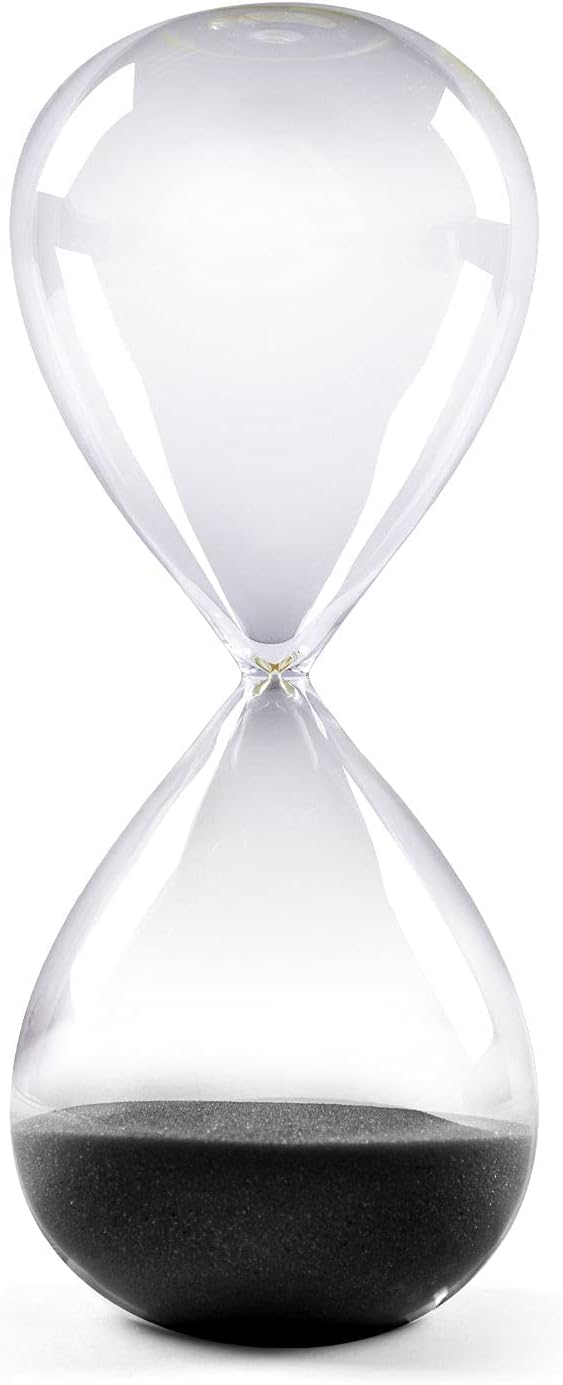 SWISSELITE Hourglass Sand Timers, Hourglass Sand Clock Inspired Glass for Home, Desk, Office Decor (8.5Inch-60Mins Pirate Black)