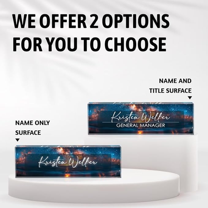 Desk Name Plate Personalized Name Plate for Desk, Office Desk Decor, 3D Style Personalized Plaque Name Plates for Desks Custom Appreciation Gifts for Boss Lady Employee Coworkers (Vast Celestial)