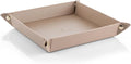 Vlando Valet Tray for Men Women, Nightstand Organizer Vanity Catchall Holder for Dresser Desk Storage Bedside, PU Leather Travel Jewelry Key Bowl for Watches, Candy Entryway - Large, Toffee