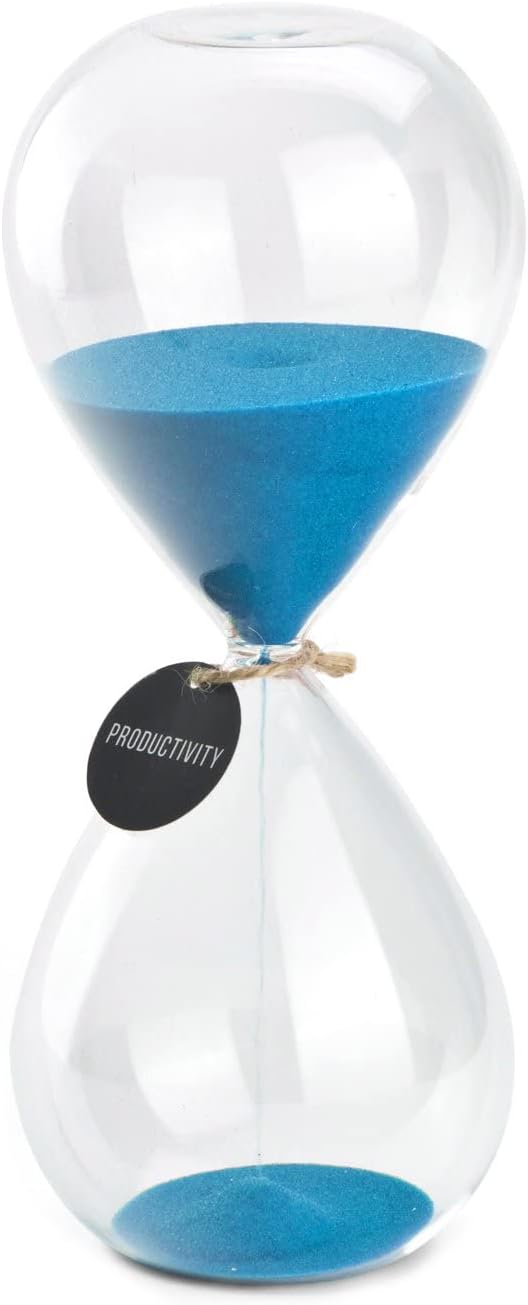 SWISSELITE Hourglass Sand Timers, Hourglass Sand Clock Inspired Glass for Home, Desk, Office Decor (8.5Inch-60Mins Blue)