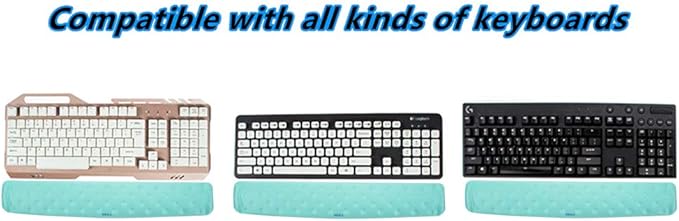 BRILA Memory Foam Keyboard Wrist Rest Support Pad Cushion for Computer, Laptop, Office Work, PC Gaming, Non-Slip Wrist Pain Relief (Aquamarine Keyboard Pad)