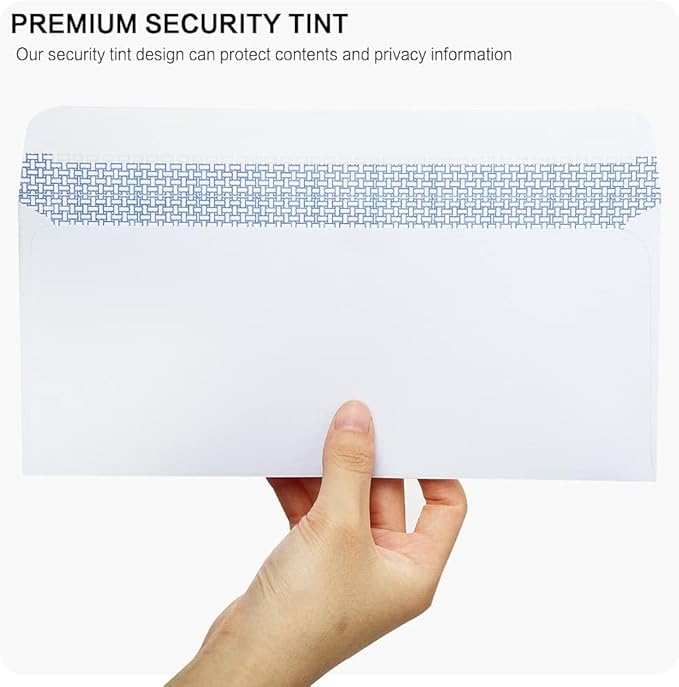 100 Pack #10 Single Left Window SELF Seal Security Envelopes, Designed for QuickBooks Invoices & Business Statements, Computer Printed Checks Peel and Seal Flap, Size 4-1/8 x 9-1/2 Inches, 24 LB