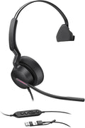 Yealink UH46 Mono USB Wired Headset with 3 Noise Cancelling Microphones for PC/Computer/Laptop, Teams Certified,Mute Call Button for Home Office Online Meetings, Plug & Play USB-C/A