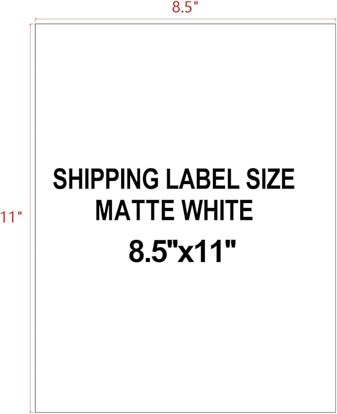 8.5"×11" Full Sheet Shipping Labels, 40 Sheets Matte White, Strong Adhesive Label Stickers for Mailing Packaging & Shipping, Compatible with Laser & Inkjet Printers