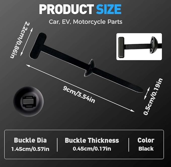 100PCS Nylon Universal Cable Tie Buckle, Heavy Duty Self-Locking Nylon Zip Holder for Daily Repair, Multifunctional UV-Resistant Fasteners for Car Fender Trunk Repair, Wire Bundling, Garage Use (100)