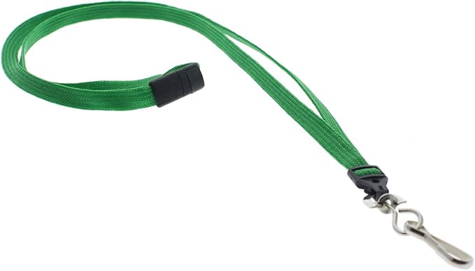 Specialist ID Bulk 25 Pack - Premium Flat Breakaway Lanyards for ID Badges & Badge Holders - 3/8" Wide Woven Safety Lanyard with Metal Swivel Hook for Teachers, Students, Cruise, Office (Green)
