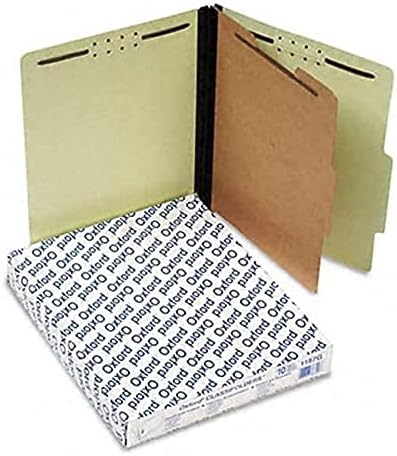 Pendaflex PFX1157G Four-Section Pressboard Folders, Letter, 2/5 Tab, Light Green (Box of 10)