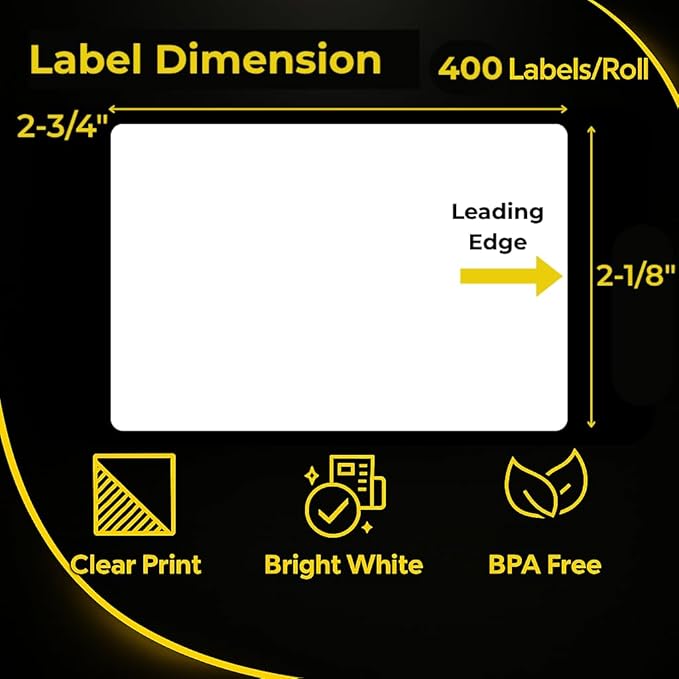 Multipurpose Labels Compatible with Dymo 30258 – 16 Rolls 6400 Direct Thermal Labels (2 1/8” x 2 3/4”), Diskette & Veterinary Label Fits for Dymo Labelwriter 450, 450 Turbo, 4XL (Not for 550, 5XL)