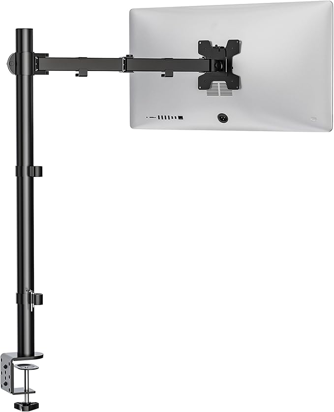 WALI Monitor Arm Mount for Desk, Single Extra Tall Computer Desk Mount, Monitor Bracket Mount Stand Single, up to 32 inch, 22 lbs (M001XL), Black