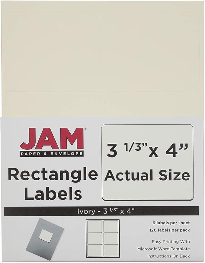 JAM PAPER Shipping Address Labels - Large - 3 1/3 x 4 - Ivory - 120/Pack