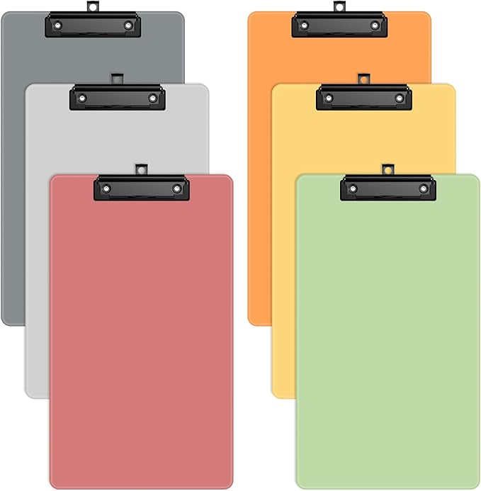 Zoenley Legal Size Clipboard Set of 6, Dark Colorful 8.5 x 14 Clip Board for Lawyer, Nurse, Business, with Low Profile Black Clip, Office & School Supplies