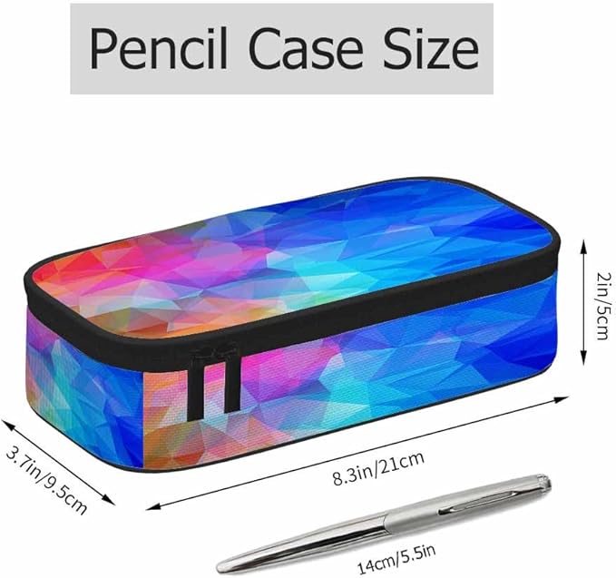 Blue Red Geometric Pencil Bag Abstract Sparkling Transparent Diamond Big Capacity Pencil Case Pencil Pouch Pen Bag School Students Boy Girl