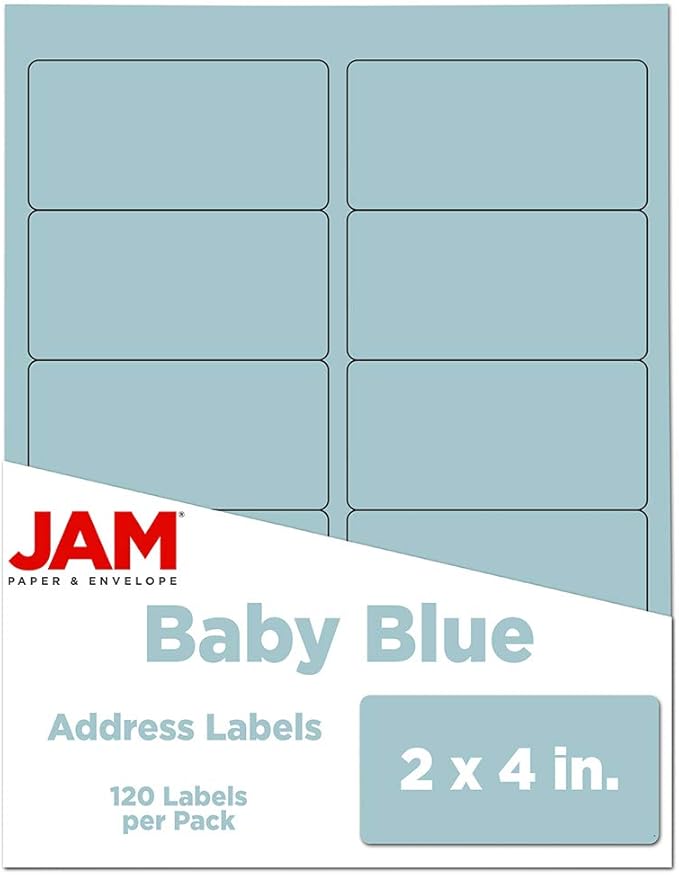 JAM PAPER Shipping Address Labels - Standard Mailing - 2 x 4 - Baby Blue - 120/Pack