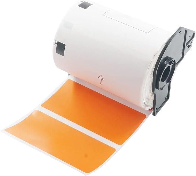 BETCKEY - Large Multi-Purpose Labels Replacement for Brother DK-1240 (4 in x 2 in), Compatible with Brother QL Label Printers [1 Rolls/600 Labels, Orange]