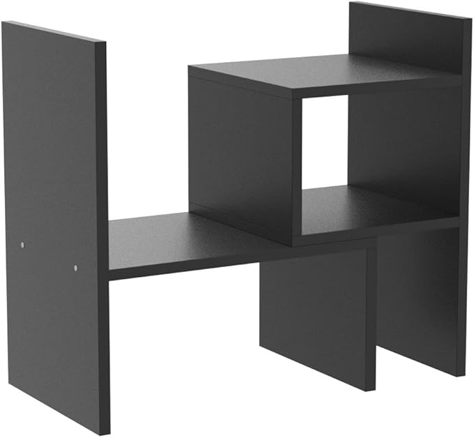 Jerry & Maggie Desktop Organizer Office Storage Rack Adjustable Wood Display Shelf, Birthday Gifts Toy Home Decor Free Style Rotation Display True Natural Stand Shelf (Black)