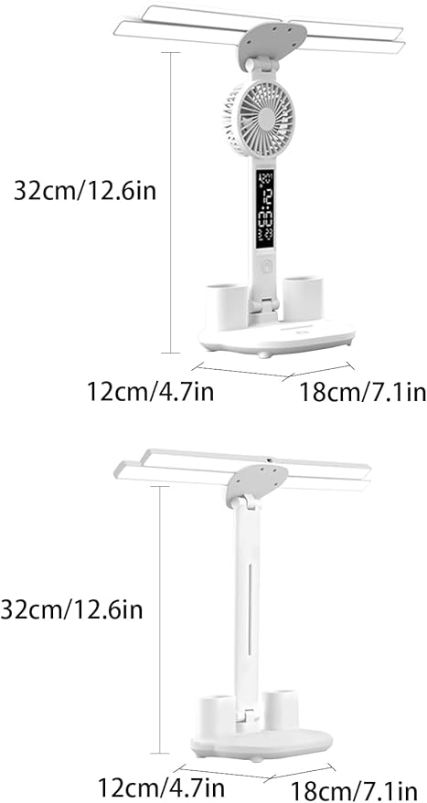 Led Desk Lamp Foldable Study Light Adjustable Table Lamp with Pen Holder, 3 Brightness Levels, USB Charging Port