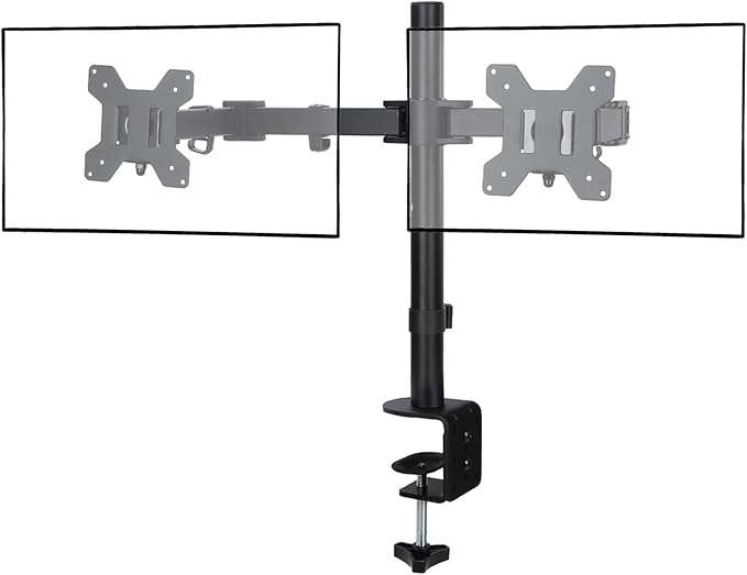 Dual Monitor Desk Mount for 13-27 Inch Screens Up to 22lbs Heavy Duty Fully Adjustable Double Arm Desk Stand Computer Monitor Arm Desk Mount with C Clamp/Grommet Base