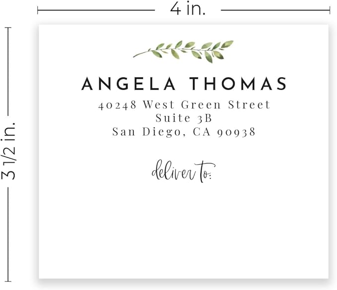 Custom Greenery Shipping Labels / 48 Personalized Address Labels/ 4" x 3½" Mailing Stickers/Made in USA