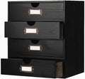 Wooden Storage Box Rustic Desktop Organizer with 4 Drawers Office Desk Accessories Shelf Large Craft Storage Containers Apothecary Cabinet and Chest Jewelry Holder for women(BLACK)