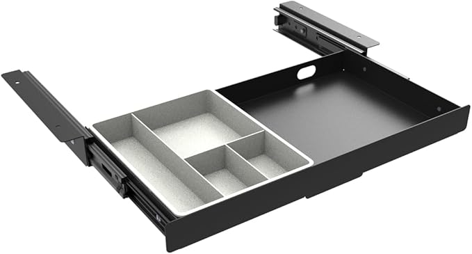Under Desk Slide Out Pencil Drawer, Storage Organizer 15 Inch Wide, Ball-Bearing Slides, Black (8x14.4 Inch)