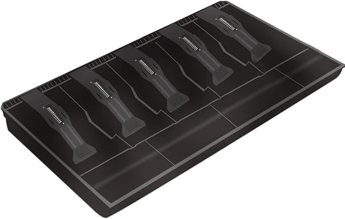 Cash Register Drawer for Money Storage, Cash Tray with 5 Bill/4 Coin Compartments for Supermarkets, Shops, Hotels (Black)